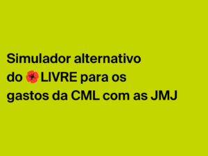 Simulador alternativo do LIVRE aos gastos da JMJ em Lisboa